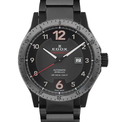 Edox Chronorally 1 Steel 45mm Black Dial Automatic Mens Watch