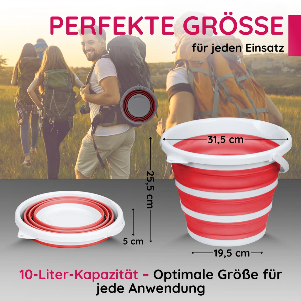 Falteimer 10L faltbarer Eimer Putzeimer Wassereimer Campingeimer Angeln Outdoor - Bild 3 von 4