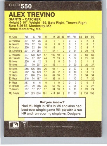 1986 Fleer Baseball Complete Your Set You Pick Choose #496 - 660 - Picture 111 of 295