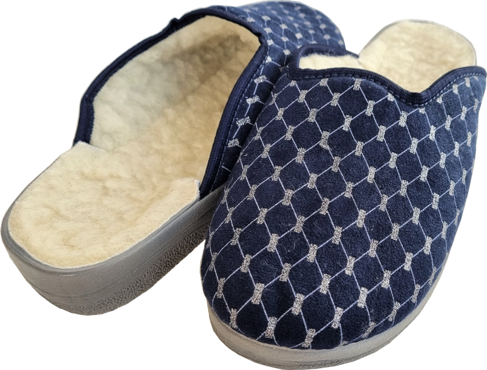 APL Ciabatte calde ciabatte taglia 40 cotone velluto lana vergine blu scuro