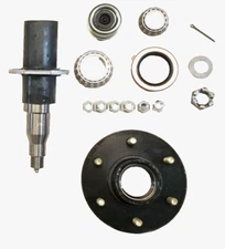 6000# Build Your Own Trailer Axle Stub w/6 x 5.5 Lug Hub FLANGED Round Spindle