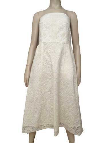 Sea Dress Barney's New York White Midi Sz 6 8 S M Jacquard Lace Wedding Bride