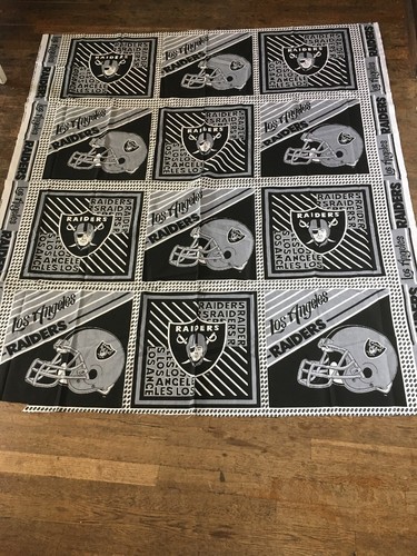 Vtg NOS 1990s 90s LA Los Angeles Raiders Cotton Blend Fabric 70”-62” Helmet Logo - Picture 8 of 10