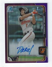 2015 Bowman Chrome Prospect Autographs Purple Refractors #BCAPDA Dariel Alvarez
