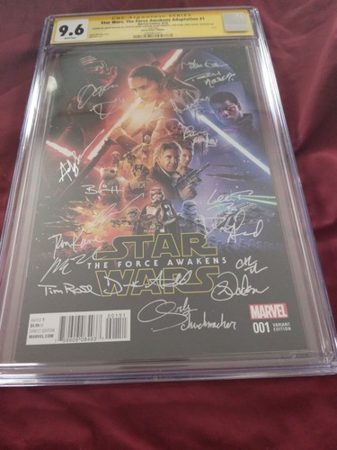 STAR WARS The Force Awakens # 1 CGC 9.6 CAST SIGNED!! Harrison Ford, Mayhew +15