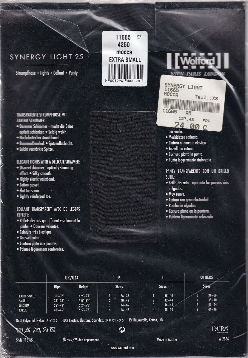 Collant Fin Wolford Synergy Light 25 DEN - Couleur Presque Noir - Taille S - Neuf Avec étiquettes