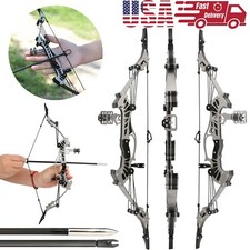 16'' Mini Compound Bow Arrows Set Stainless Steel 16lbs RH Game Gift Practice
