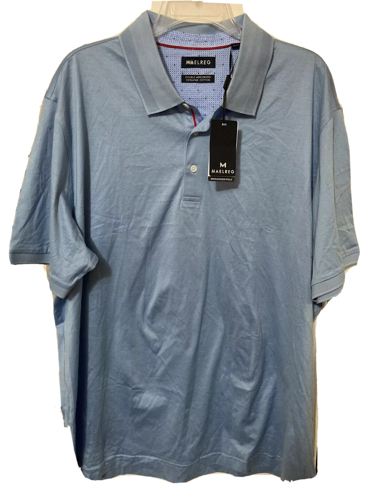 NWT Maelreg Mens Blue Sz 3XL Cotton Tech Polo Shirts Short Sleeve