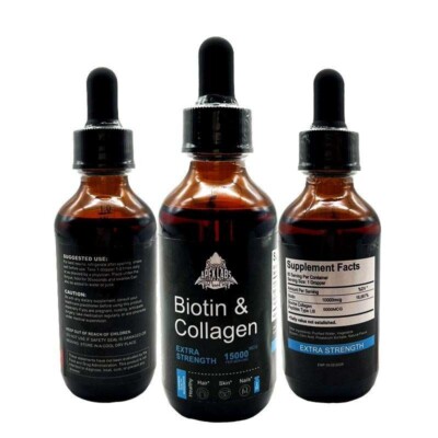 Organic Liquid Biotin 10,000mcg and Collagen Per Serving for Hair Growth 