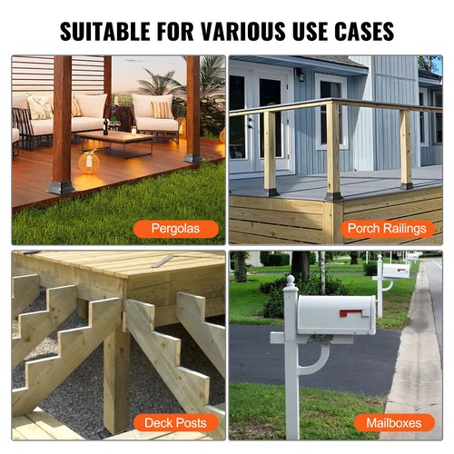 VEVOR 4Pcs 4x4 Post Base Brackets Heavy Duty for Standard Wood Post Anchor - Picture 6 of 12