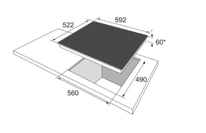 Induktionskochfeld Amica KMI 754600C 60cm autark schwarz 4 Zonen rahmenlos