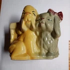 Vintage 1950s Shawnee Art Pottery Dog & Cat Planter USA 611 4.25" Tall