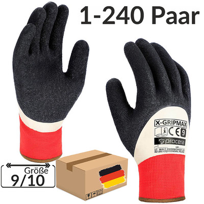 1-240Paar Arbeitshandschuhe Montagehandschuhe Bauschuhe X-Gripmax Gr.9,10 Latex