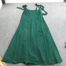 Reformation Dress Womens 14 Green Viscose Maxi Smocked Tie Strap Sundress A Line