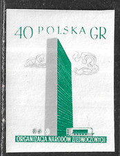 HICK GIRL-MNH. POLAND STAMP   SC#763  1957  UN BUILDING N.Y.   IMPERF   C620