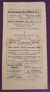 Vintage Gravesend & Northfleet FC Programme 31.5.47 v Exeter City Ebbsfleet