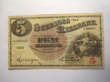 1944 SWEDEN 5 KRONOR