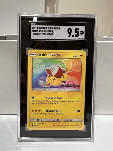 2017 Pokemon Sun & Moon Ash's Pikachu SM108 PROMO I Choose You! SGC 9.5