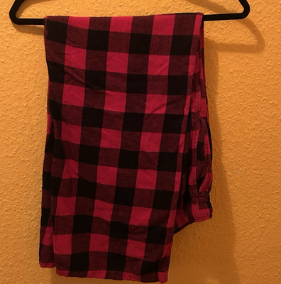 Croft & Barrow Herren Pyjamahose Gr. M Rot/Schwarz kariert mit Kordelzug