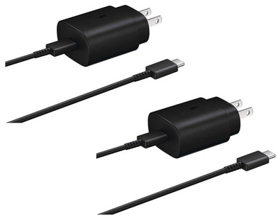 (2 PACK) Samsung 25W USB-C Super Fast Wall Charger + 3.3ft USB-C Cable