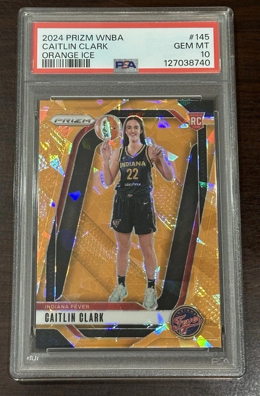 2024 Panini Prizm Caitlin Clark Rookie WNBA Orange Ice Variation PSA 10 RC #145