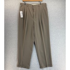 Perry Ellis Portfolio Mens Dress Pants 38x34 Pleated Beige Brown Wool Blend NWT