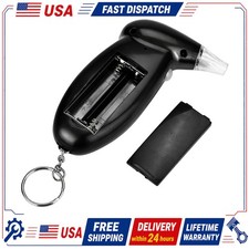 Digital LCD Breathalyzer Alcohol Content Meter Breath Alcohol Detector Black Set
