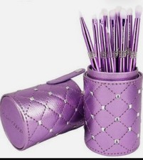 Kleancolor Essential Twinkly Love Juego de 10 brochas de maquillaje de ojos con soporte de viaje púrpura