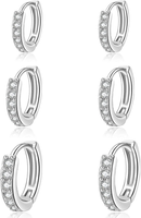 Damen Ohrstecker Silber 925 Klein Set, 6 Paar 925 Sterling Silber Ohrstecker Cre