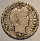 Nicer Low Mintage good++ 1909 D Barber Liberty Dime