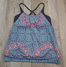 Athleta Fiji Blousy Tankini Swim Top Women's Sz 36 B/C Built In Bra Shelf