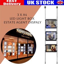 Pro 3X A4 LED Light Box|Magnetic Double Sided Panel|Estate Agent Window Display