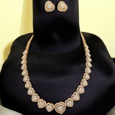 Set orecchini collana cuore diamanti taglio brillante tondo 8,20 ct oro 14...