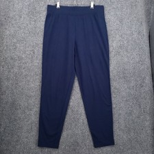 Lands End Womens Size M 10 12 Navy Blue Elastic Waist Pull On Tapered Pants