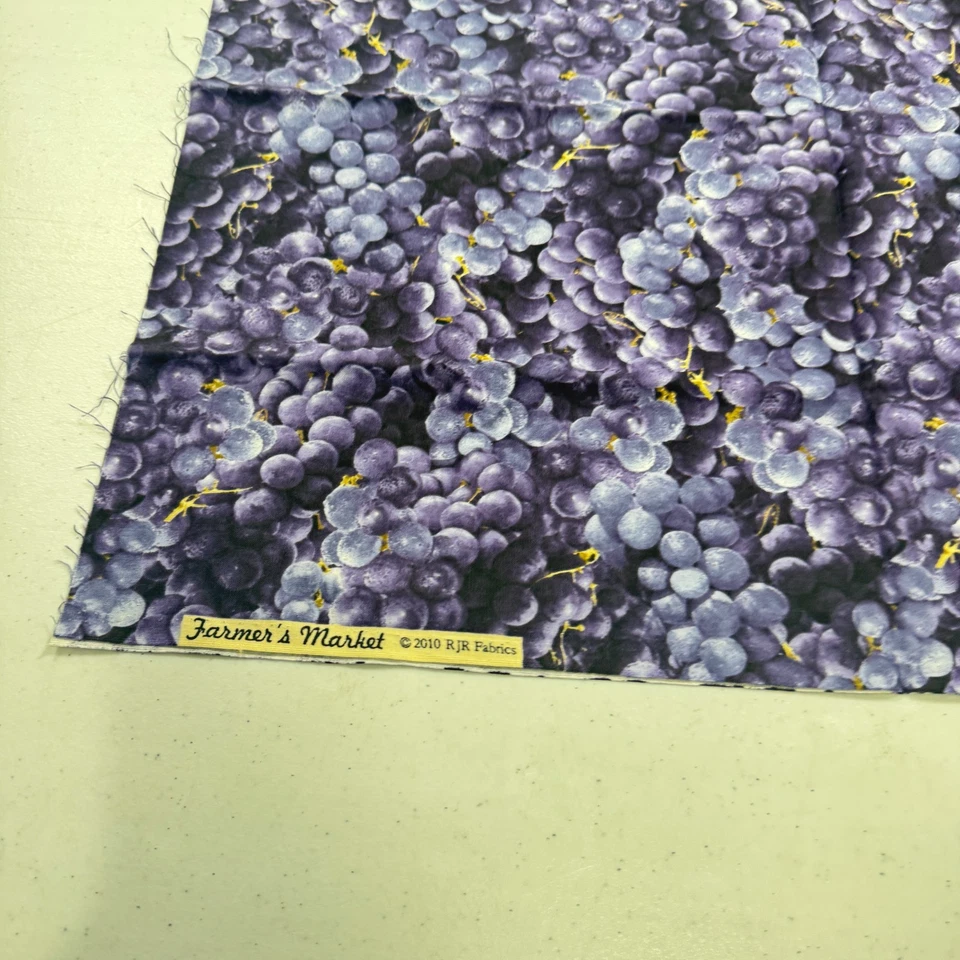 farmers market rjr fabrics quilting cotton purple grapes fruit 25x43 - Image 3 of 4