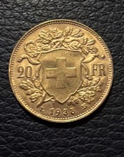 MONETA ORO 20 FRANCHI ELVETIA SVIZZERA 1935 - In astuccio originale - Pezzo di tenuta