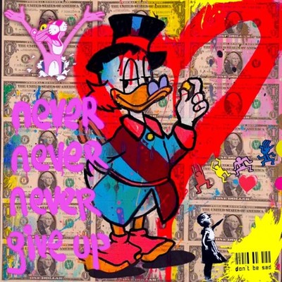 Ausstellungsstück!Motiv Dagobert Duck Part 3 Give up 60x60 cm Arcylglas/Pop Art