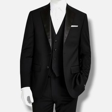 Calvin Klein Men's Black Wool Slim Two-Button Marzi Tuxedo Jacket Suit Size 40R
