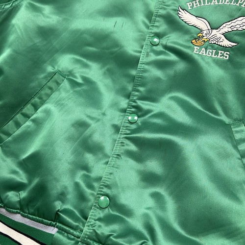 VTG 90s NFL PHILADELPHIA EAGLES STARTER SATIN BOMBER JACKET SIZE M MADE IN USA - Picture 8 of 10