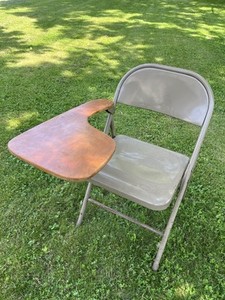 Antique School Desk with Fold Up Chair combo