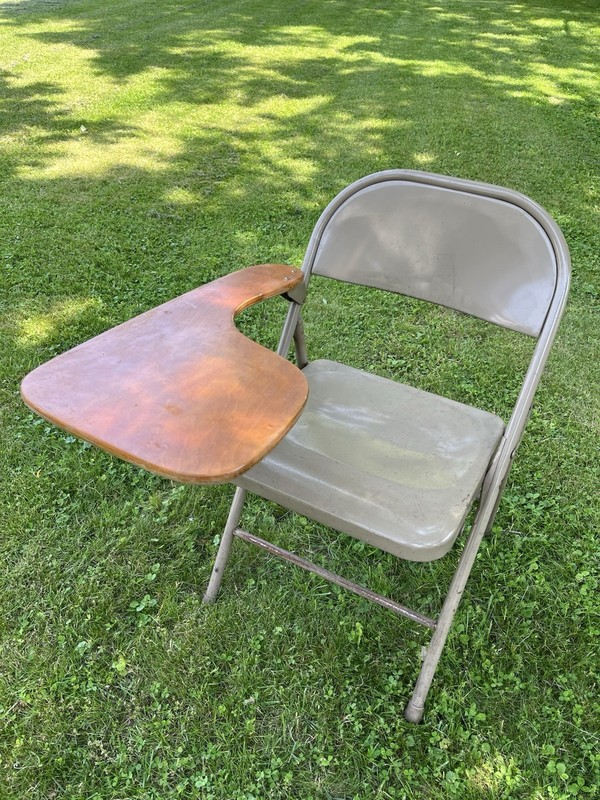 Antique School Desk with Fold Up Chair combo