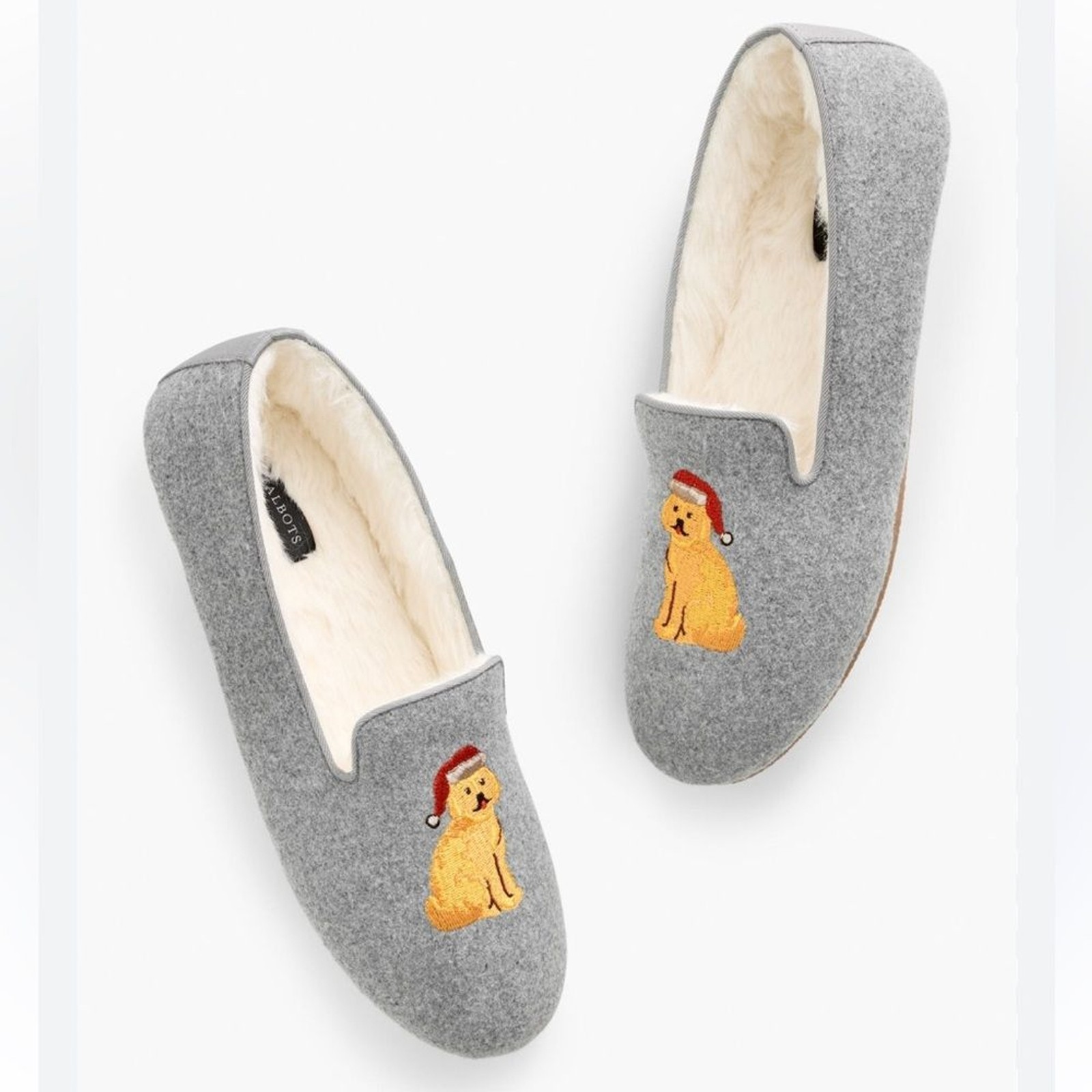 PANTOFOLA D’ORO Ciabatte Talbots Fireside ricamate Gol Retriever nuove con etichetta taglia 9