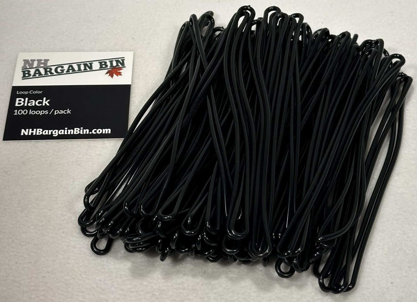 Black 6" flexible plastic luggage tag loops (100 per bag)