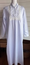Vtg Miss Elaine Classic Women M Satin Long Nightgown Pastel Blue Lace Grannycore