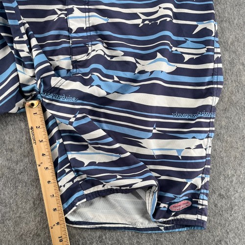 Vineyard Vines Haie Print gestreift blau weiß Bade Boardshorts Herren Größe 38 - Bild 7 von 12