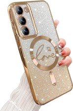 Samsung Galaxy S23 Plus Case Magnetic Soft Cute Luxury Love Heart Bling Glitter