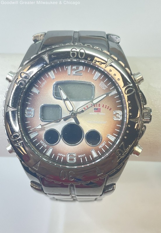 U.S. Polo Assn US8139 Analog Digital Brown Dial Gunmetal Tone Men's Watch 138.8g
