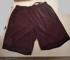 RVCA Men s Burgundy Solid Board Shorts L Drawstring Elastic Waist Back Pocket