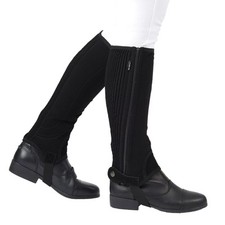 Dublin Easy Care Kids Half Chaps Synthetic Suede M Black Comfortable Fit