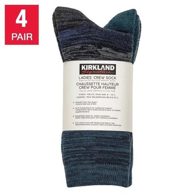 Kirkland Signature Ladies Extra Fine Merino Wool blend crew sock, size 6-10 1/2,